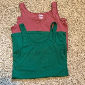 Women’s 2-Pack Plain Tank Tops Pink & Green